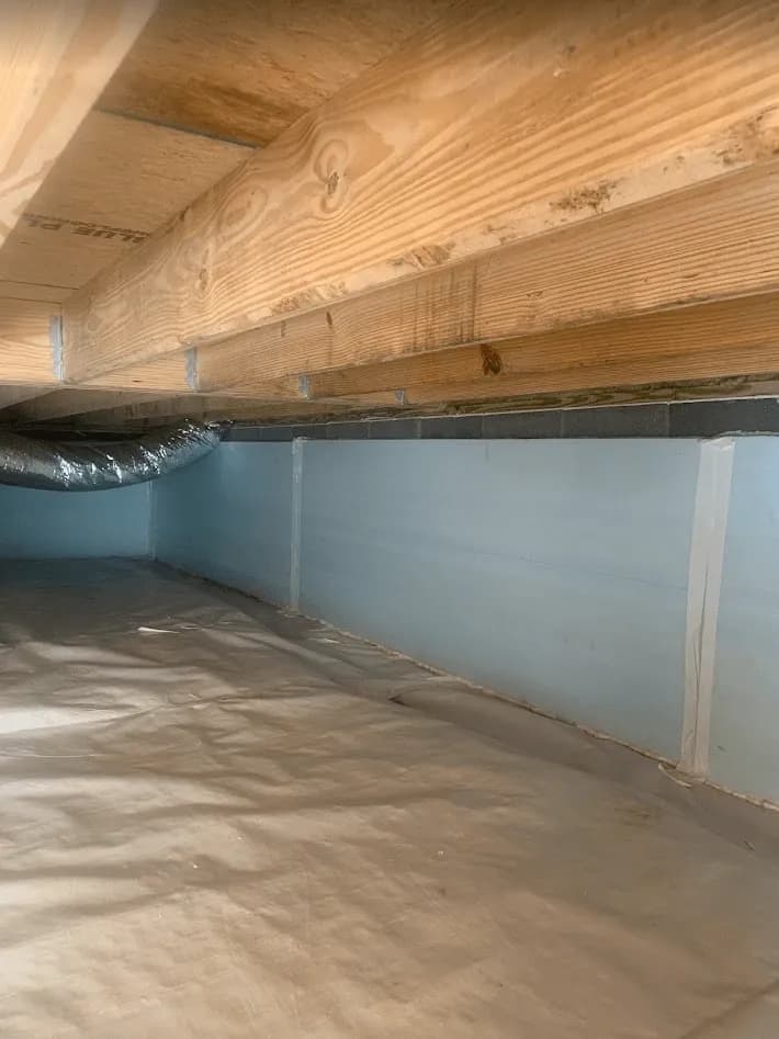 Elite crawlspace project showing sealed foundation walls and clean ground liner